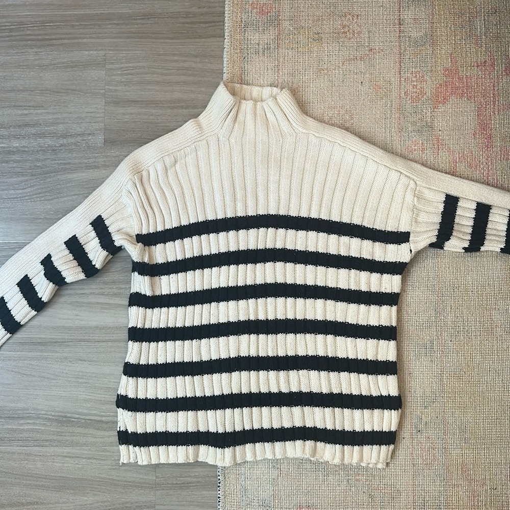 Nautical Striped Mockneck 100% cotton A&F sweater